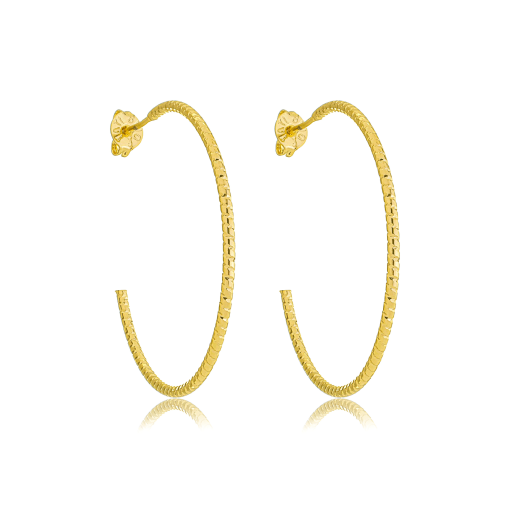 Brinco Argola Trabanhada M Banhada a Ouro 18k