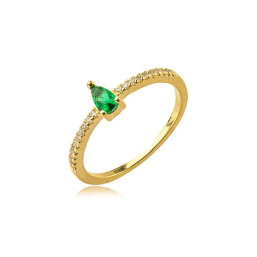 Anel Gota Colorido Zirconia Banhado a Ouro 18k