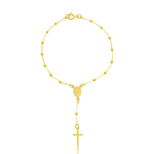 Pulseira Dourada Terço Bolinha Réplica Banhada a Ouro 18k.