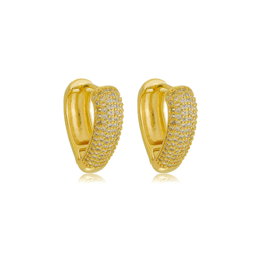 Brinco Argola Zirconia Banhado a Ouro 18k