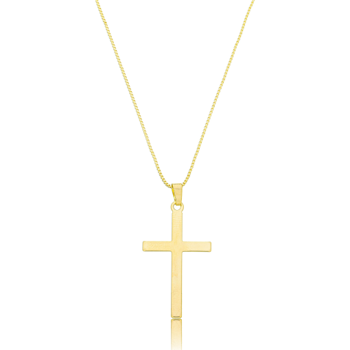 Gargantilha Cruz Lisa Banhada a Ouro 18k