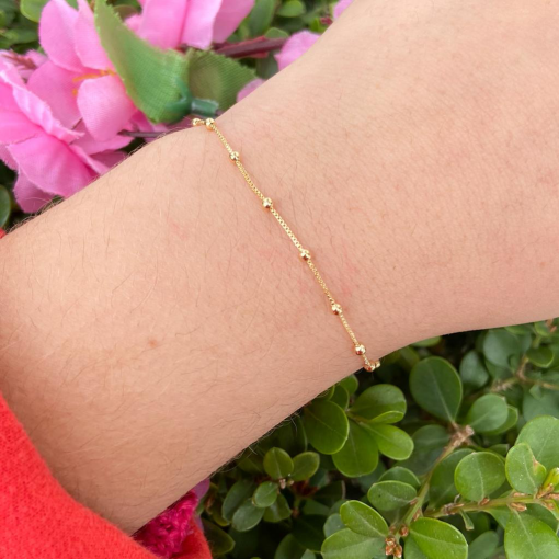 Pulseira Infantil Bolinhas Banhada a Ouro 18k.