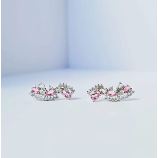 BRINCO EAR CUFF GOTAS SAFIRA ROSA