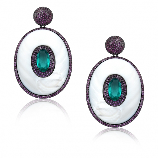 BRINCO OVAL PEDRA CENTRAL - ESQUENTA BLACK