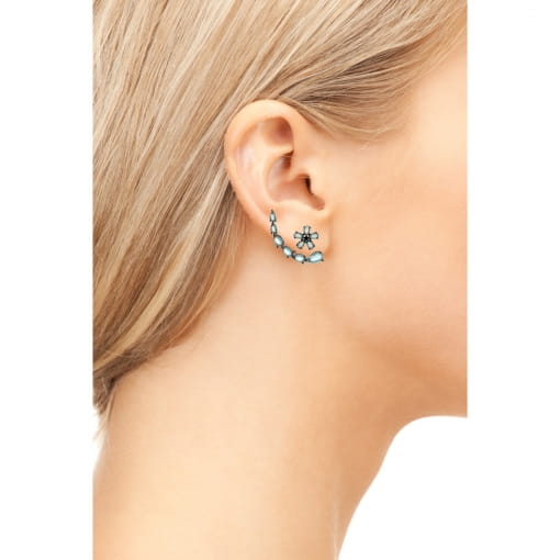 EAR JACKET COM PEDRAS E BASE FLOR - COLEÇÃO FASCÍNIO