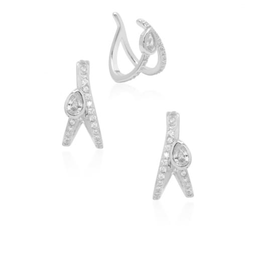 CONJUNTO ARGOLA E PIERCING COM CRAVAÇÃO - COLEÇÃO SINGULAR