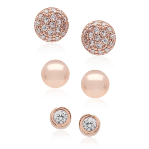 TRIO DE BRINCOS PEQUENOS E DELICADOS COM ZIRCÔNIA - BLACK THEA