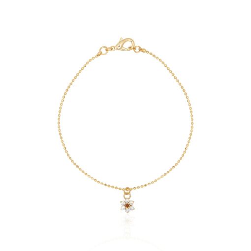 TORNOZELEIRA COM PINGENTE FLOR STRASS