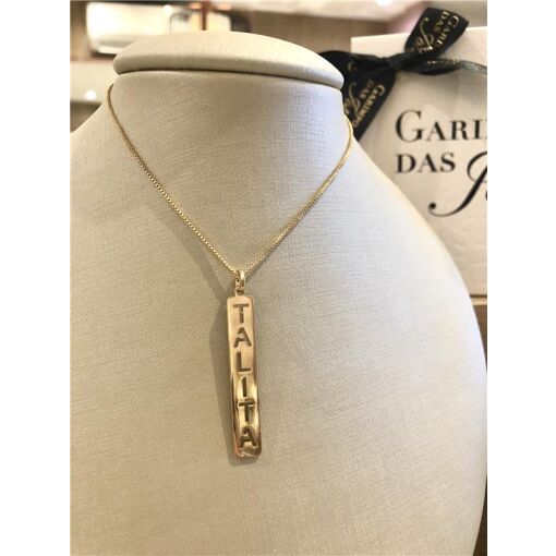 COLAR NOME PLACA HERMES VAZADA UNISSEX