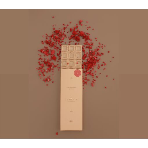 Barra de chocolate branco com frutas vermelhas 100g
