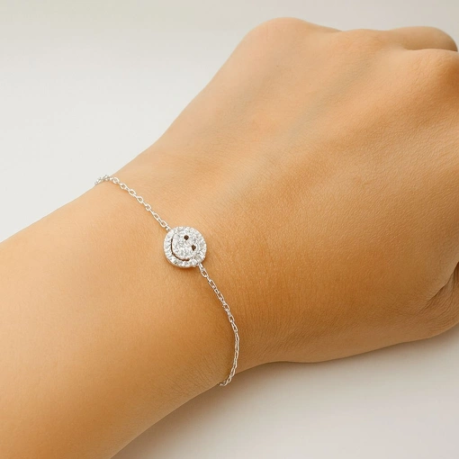 PULSEIRA SMILE AJUSTÁVEL EM PRATA 925 COM ZIRCÔNIAS