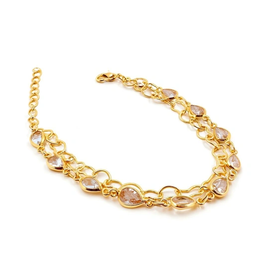 Pulseira Banhada a Ouro com Cristais Lapidados