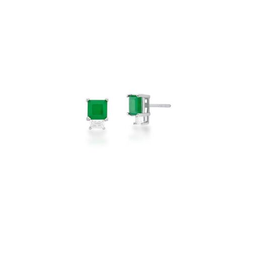 BRINCO COM CRISTAL QUADRADO VERDE E RETANGULAR BANHADO A RÓDIO
