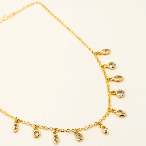 Colar Dourado com Pingentes de Zircônia