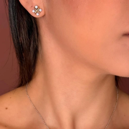 Conjunto em Prata com Ródio e Detalhes Dourados