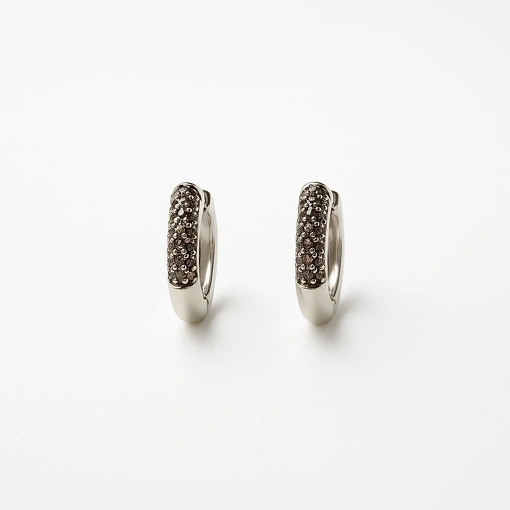 Brinco Argola em Ródio Branco com Zircônias Pavê