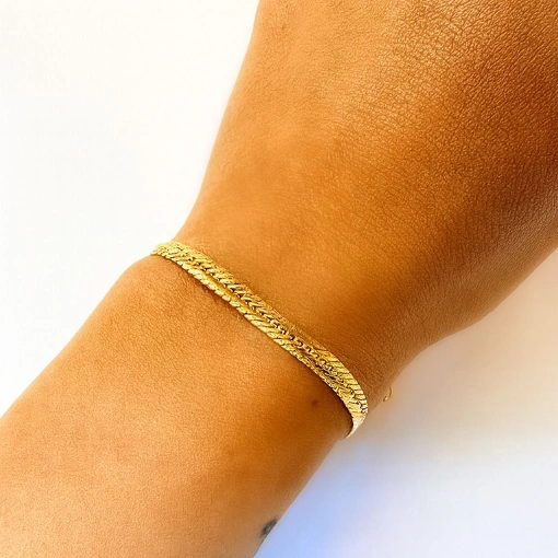 Pulseira Dourada Fina Trançada