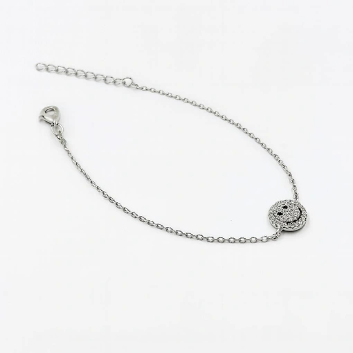 PULSEIRA SMILE AJUSTÁVEL EM PRATA 925 COM ZIRCÔNIAS