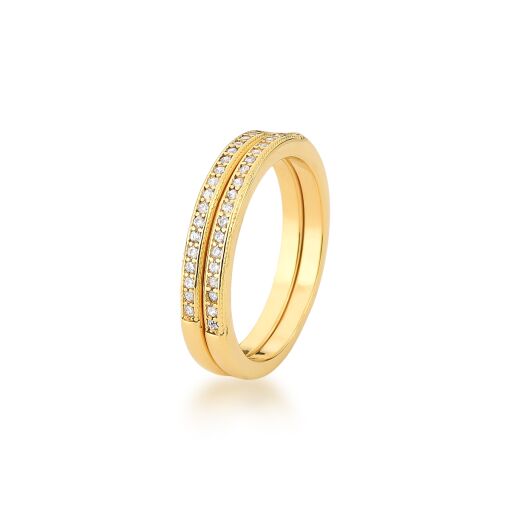 ANEL APARADOR BANHADO A OURO 18K CRAVEJADO EM ZIRCÔNIAS
