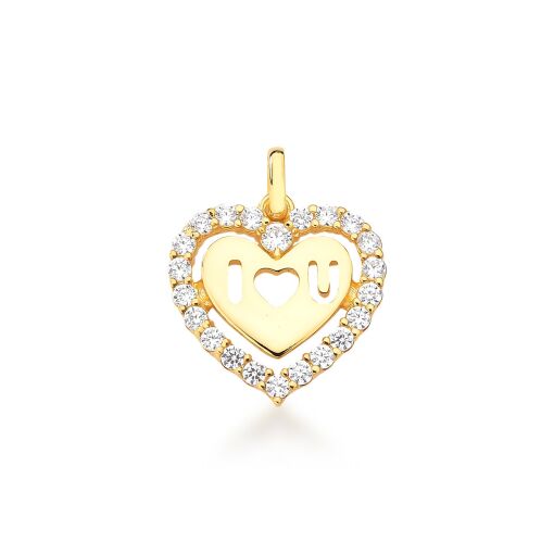 PINGENTE CORAÇÃO LOVEU BANHADO A OURO 18K
