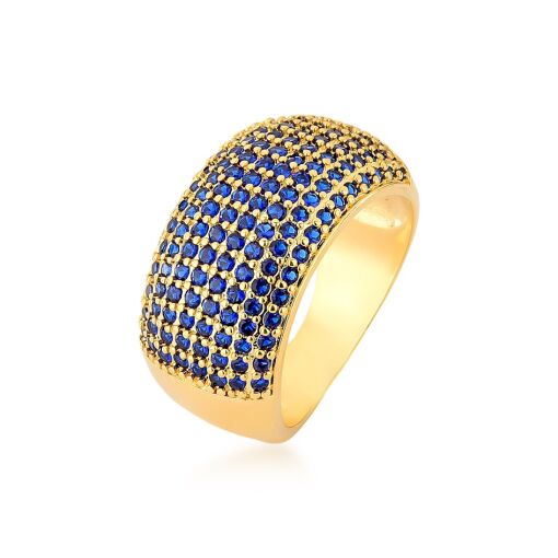 ANEL LARGO CRAVEJADO EM ZIRCÔNIA BANHADO A OURO 18K