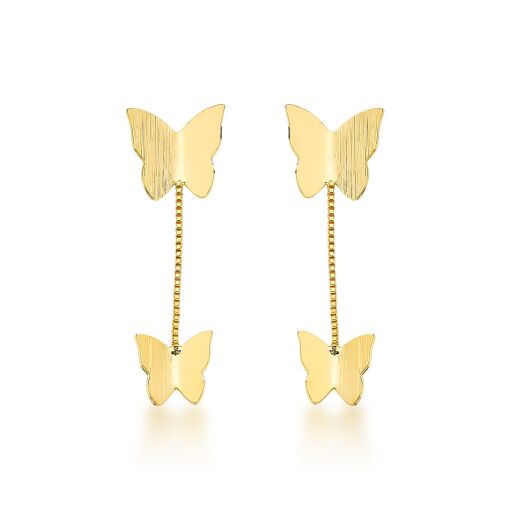 Brinco Gold Butterflies Banhado a Ouro 18k