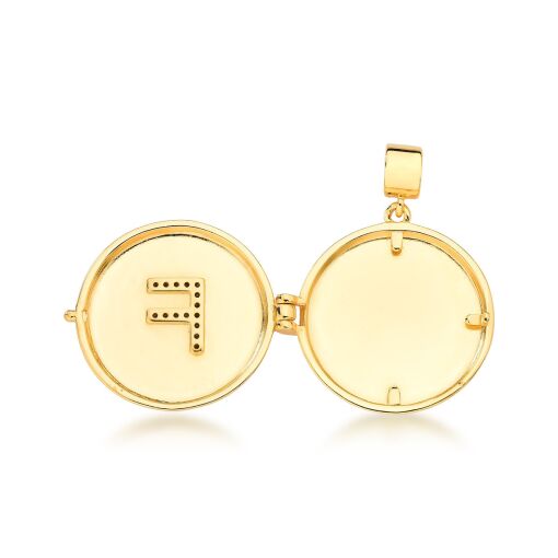 PINGENTE RELICARIO LETRA CRAVEJADO ZIRCÔNIAS BANHADO A OURO 18K