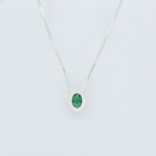 Gargantilha Oval Prata Branca