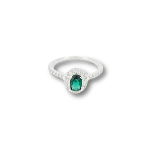 Anel Oval Prata Branca