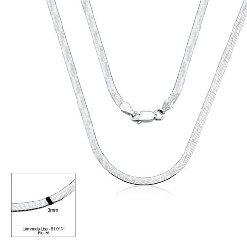 CORRENTE PRATA LAMINADA LISA 40CM