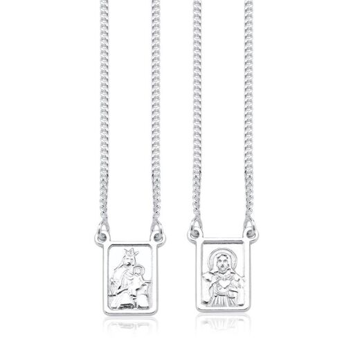 ESCAPULARIO PRATA N.SRA.CARMO E SAGRADO CORAÇÃO DE JESUS 1.5MM 7
