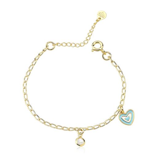 PULSEIRA FOLHEADO INFANTIL CORAÇÃO 13CM + 3CM EXTENSOR