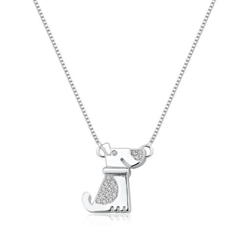 GARGANTILHA PRATA CACHORRO COM ZIRCÔNIA 42CM + 5CM