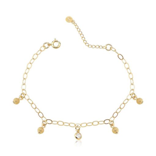 PULSEIRA FOLHEADO BOLINHAS FOSCAS COM PONTO DE LUZ NO MEIO 18CM