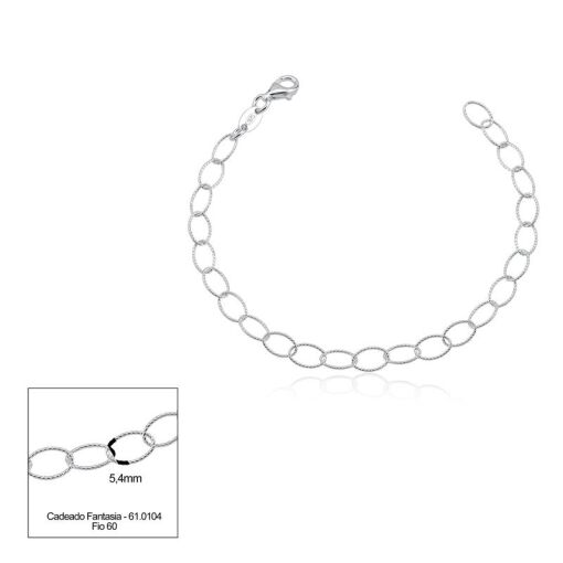 PULSEIRA PRATA CADEADO 18CM