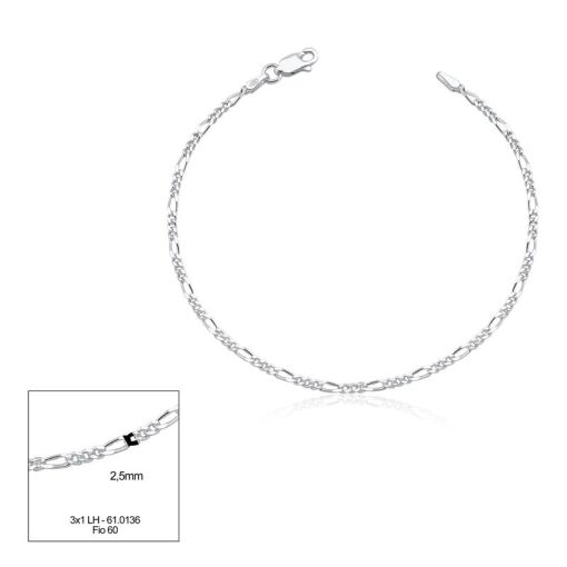PULSEIRA PRATA MASCULINA 3X1 21CM