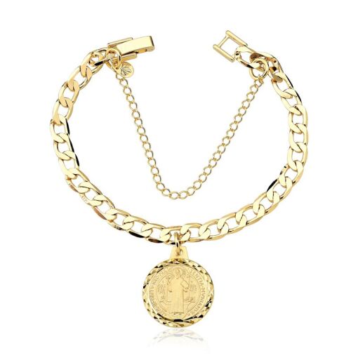 PULSEIRA FOLHEADO GRUMET COM SÃO BENTO MÉDIO 2CM - 18CM