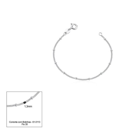 PULSEIRA PRATA INFANTIL BOLINHAS 13CM