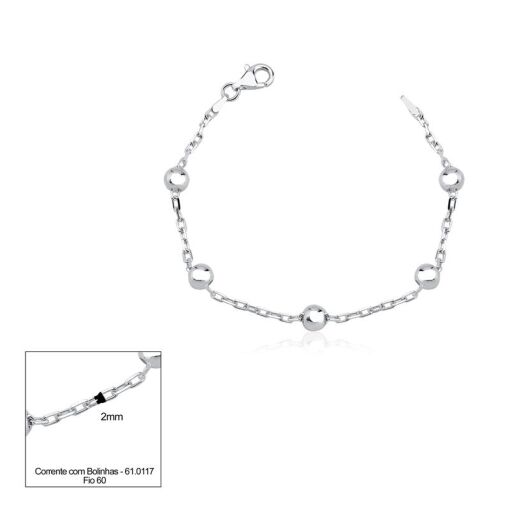 PULSEIRA PRATA BOLINHAS 18CM