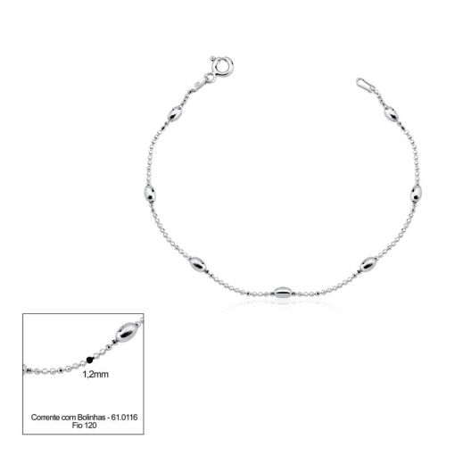 PULSEIRA PRATA BOLINHAS 18CM