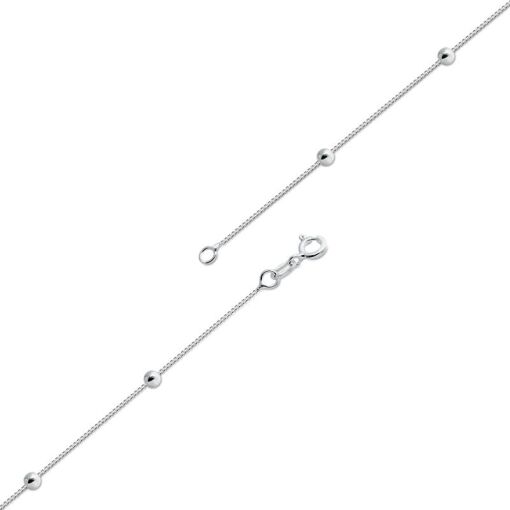 CORRENTE PRATA VENEZIANA COM BOLINHA 45CM