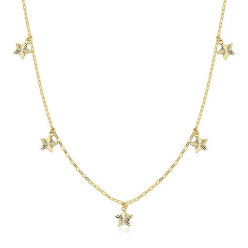 GARGANTILHA FOLHEADO ESTRELAS 40CM + 3CM EXTENSOR