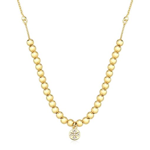 GARGANTILHA FOLHEADO BOLINHAS COM TREVO