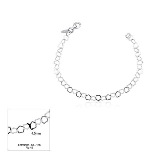 PULSEIRA PRATA ESTRELINHAS 18CM