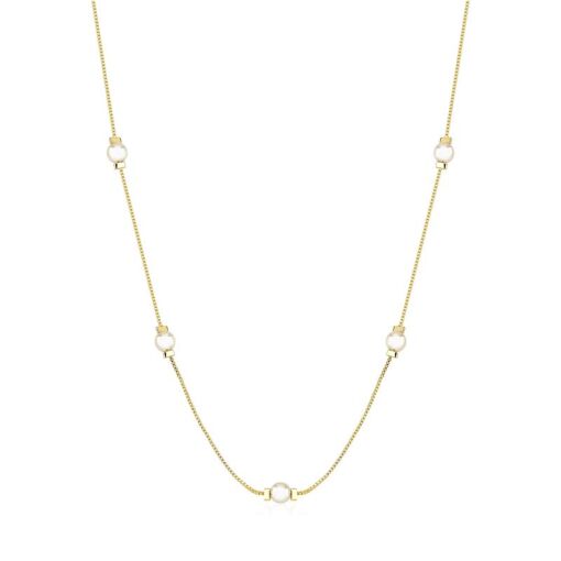 GARGANTILHA FOLHEADO PÉROLAS 40CM + 3CM EXTENSOR