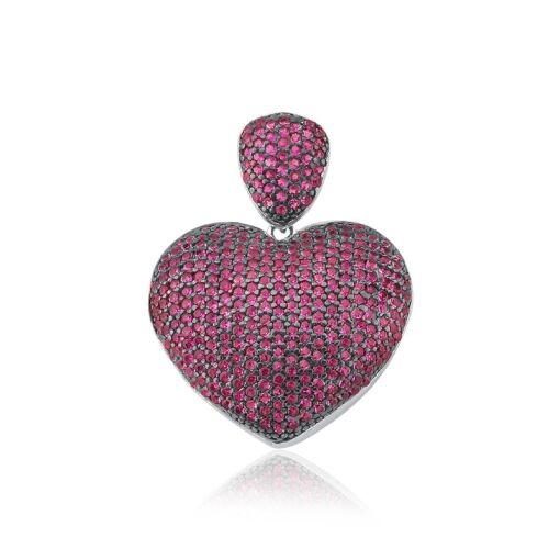 PINGENTE EM PRATA 925 G CORAÇÃO CRAVEJADO EM ZIRCÔNIAS