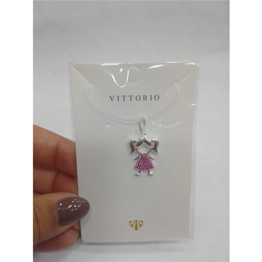 PINGENTE EM PRATA 925 G MENINA CRAVEJADA EM ZIRCÔNIAS