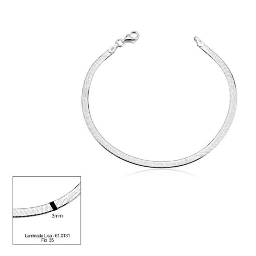PULSEIRA PRATA LAMINADA 18CM