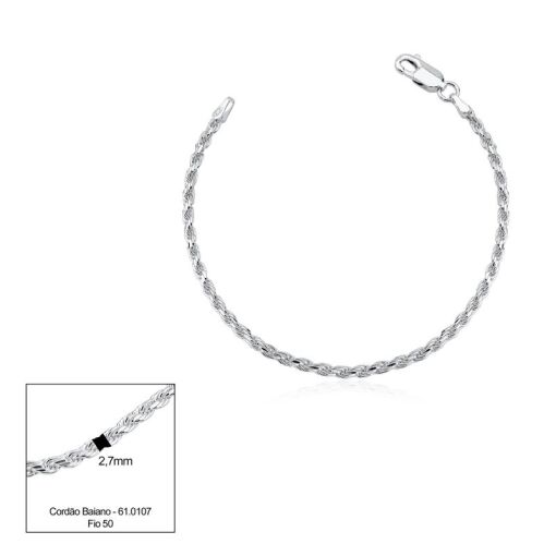 PULSEIRA PRATA CORDÃO BAIANO 18CM