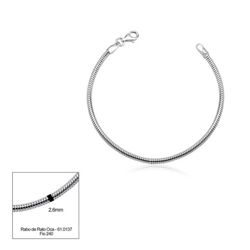 PULSEIRA PRATA RABO DE RATO 18CM